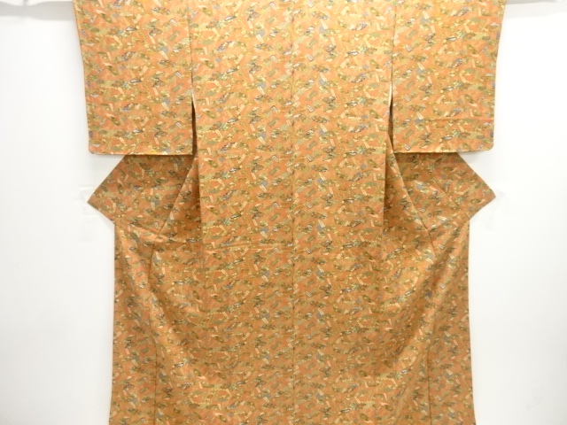 未使用品　扇に花古典柄小紋着物